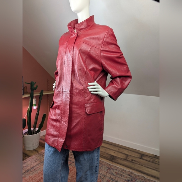 Samoon Vintage Red Plus Sized Leather Jacket, Women's Size XXL - Picture 4 of 6
